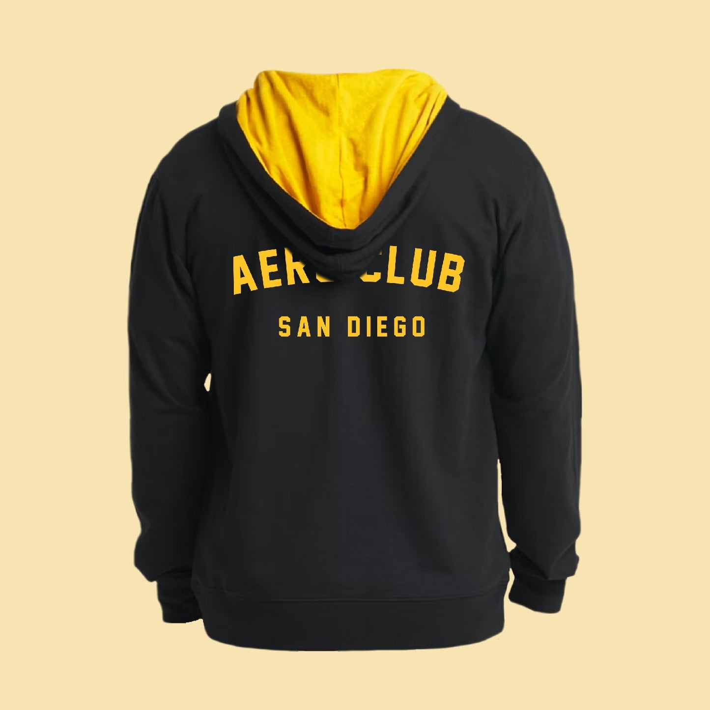 Aero Club black and gold zip-up hoodie