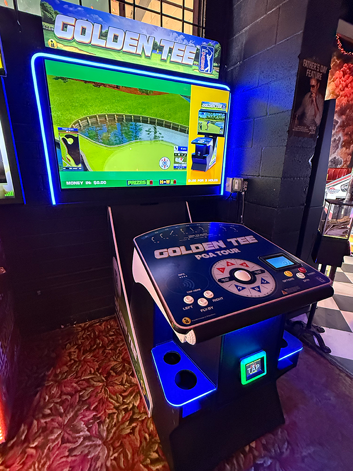 Golden Tee arcade golf machine at Dyno Bar