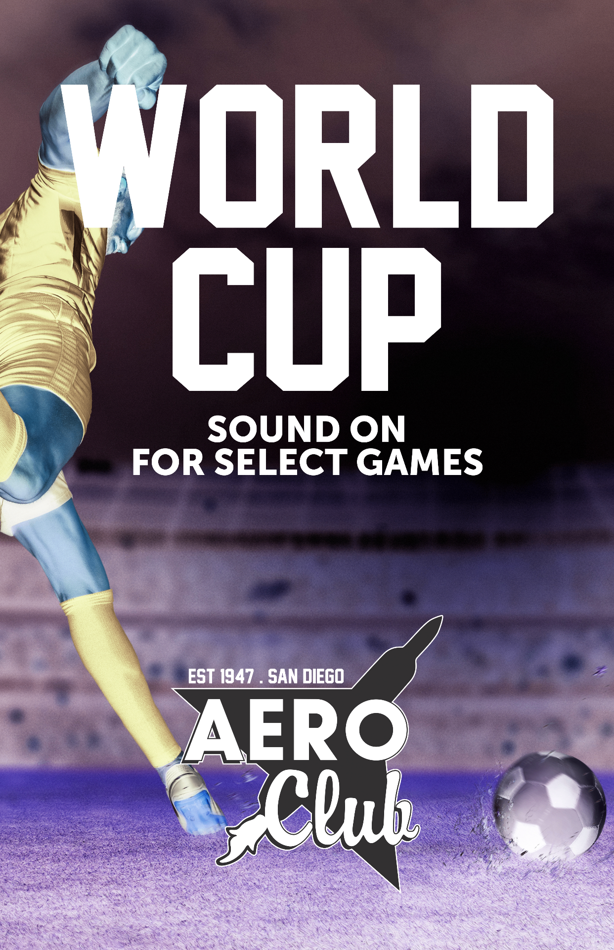 World Cup at Aero Club — Sound on for USA games. $3 Budweiser pints, $10 Budweiser pitchers, $5 Mic Ultra pints, $15 Mic Ultra pitchers during all USA games.
