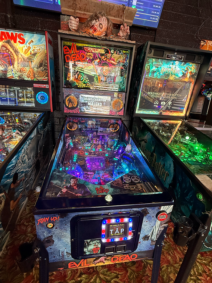 Evil Dead pinball machine at Dyno Bar