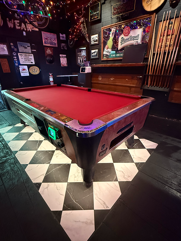 Pool table at Dyno Bar