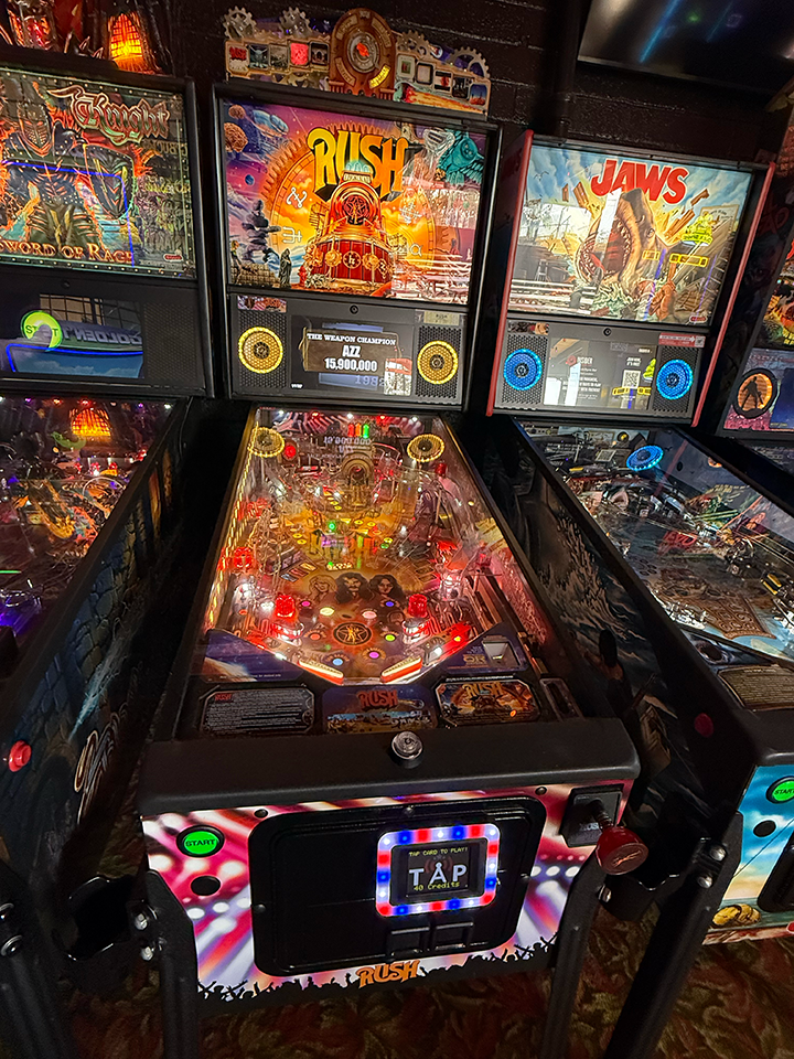 Rush pinball machine at Dyno Bar
