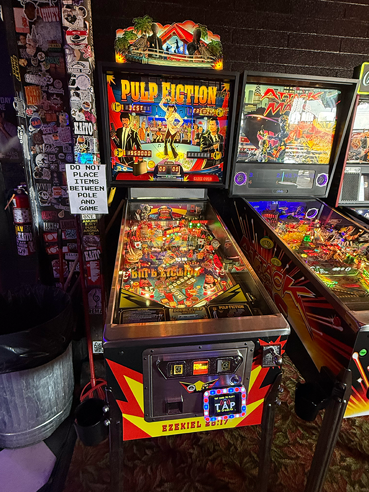Pulp Fiction pinball machine at Dyno Bar