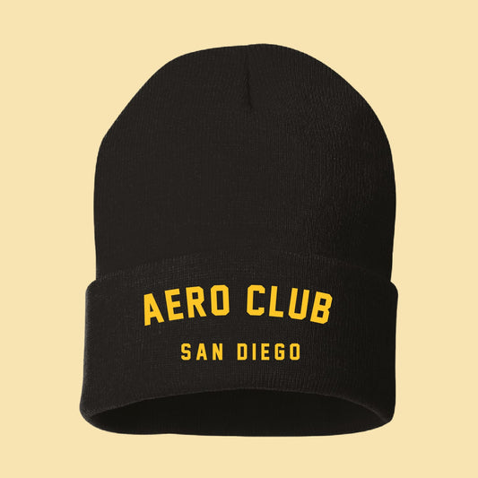 Aero Club embroidered black beanie